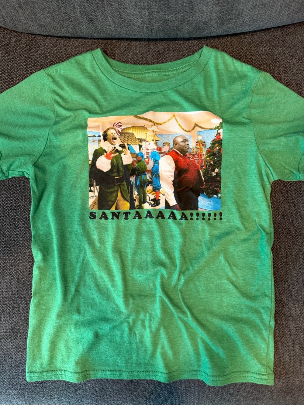 Christmas ELF Green Graphic "SANTAAAAA!!!!!" Tee